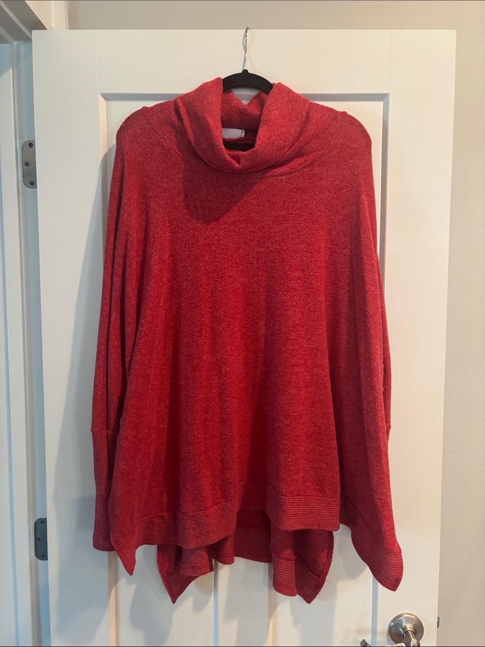 Zenana Outfitters Red Cowl Neck Draped Sweater